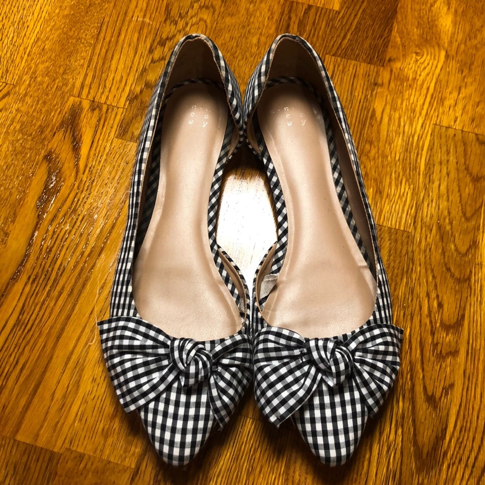 Gingham Pointed Bow Flats